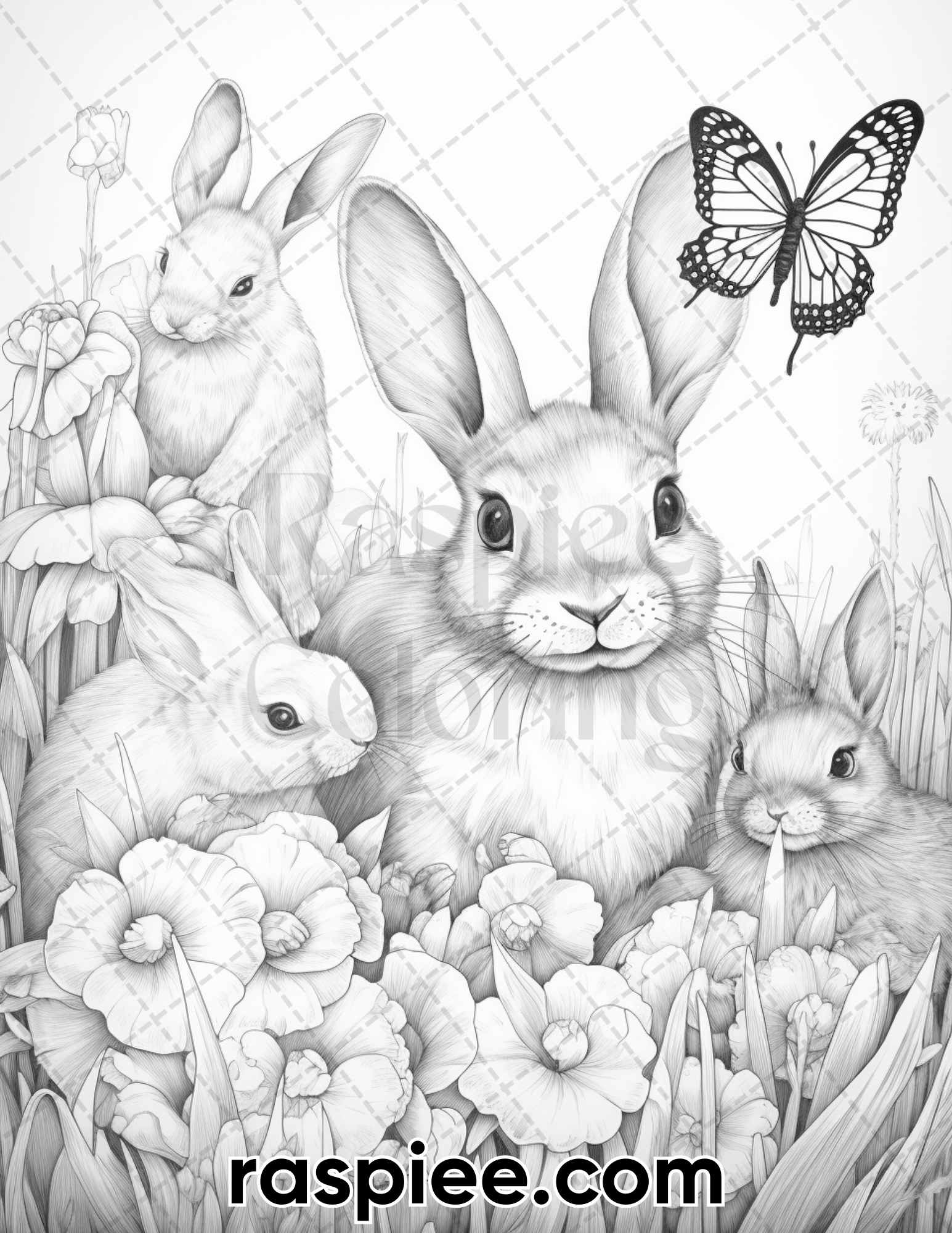 Enchanting spring animals grayscale adult coloring pages printable â coloring
