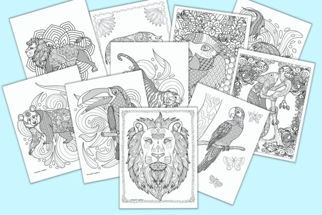Free animal coloring pages for adults