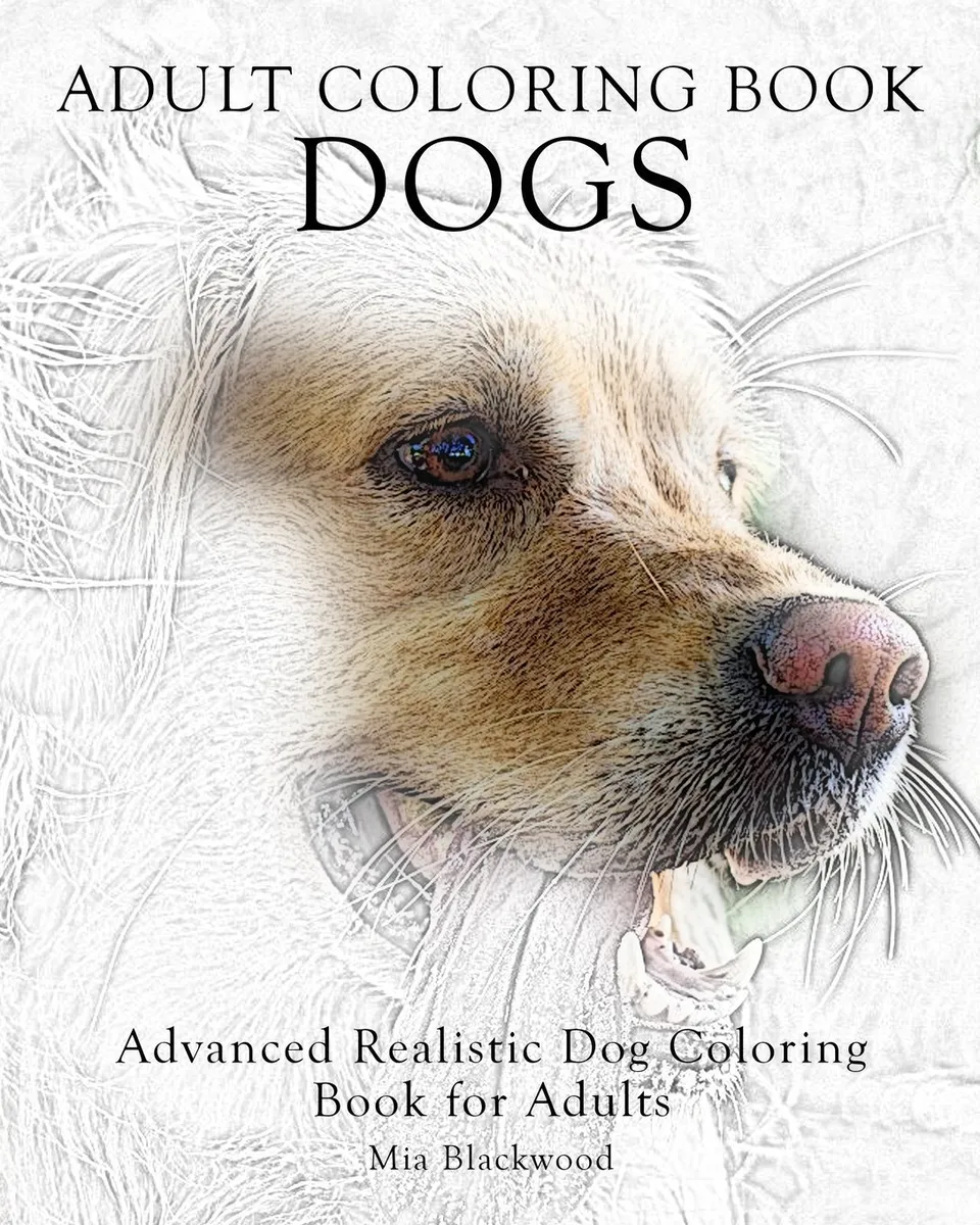 Realistic dogs dog lovers adult colouring book creative art therapy gift pet new
