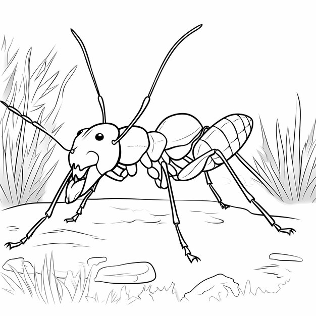 Premium ai image ant kingdom adventure fun and easy coloring page with full body ant drawing