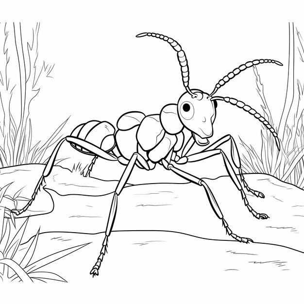 Premium ai image nature little heroes full body ant coloring page for young explorers