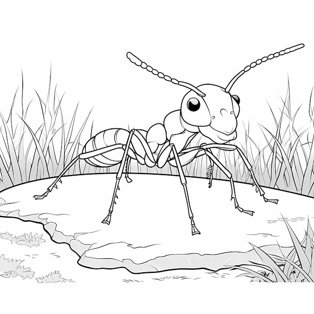 Premium ai image ants at work simple and clean coloring page with detailed full body drawing