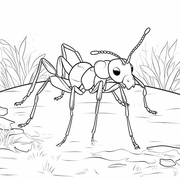 Premium ai image nature little heroes full body ant coloring page for young explorers