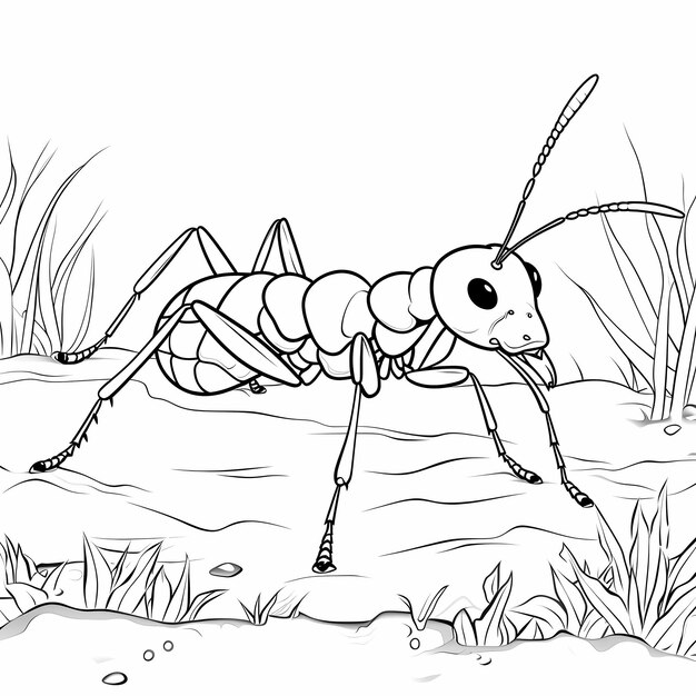 Premium ai image ants in action exciting coloring page with clean outlines for kids