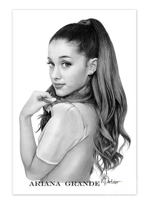 Ariana grande drawing greeting card by murphy elliott