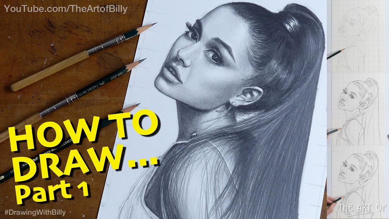 How to draw ariana grandes portrait for beginners part of getting the outline down