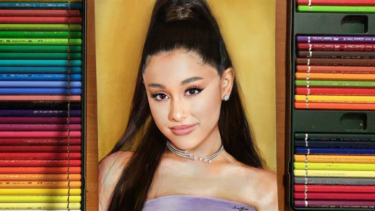 Ariana grande drawing ama artz normal colour pencils