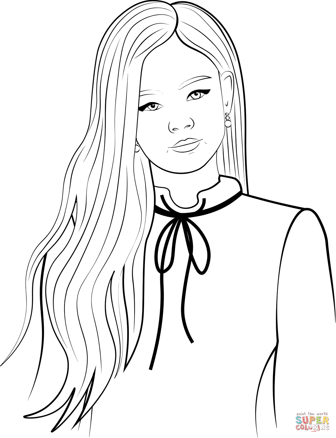 Kim jennie from blackpink coloring page free printable coloring pages