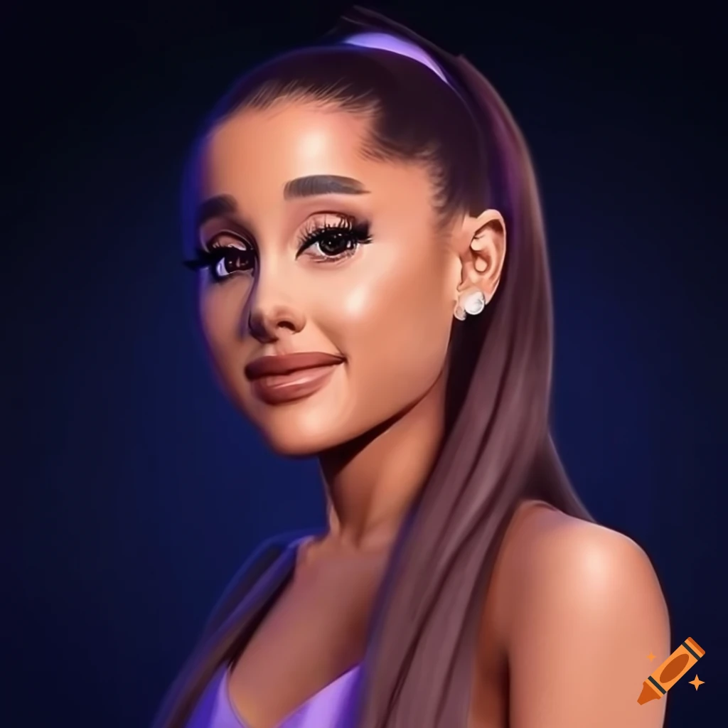 Closeup realistic portrait of ariana grande on