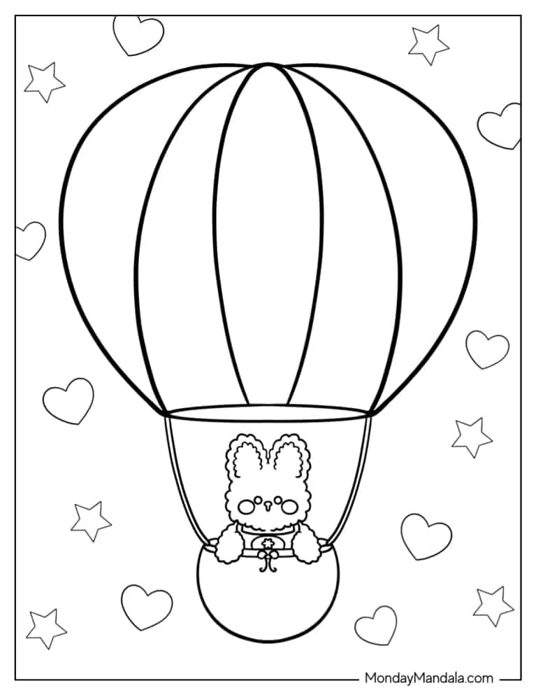 Hot air balloon coloring pages free pdf printables