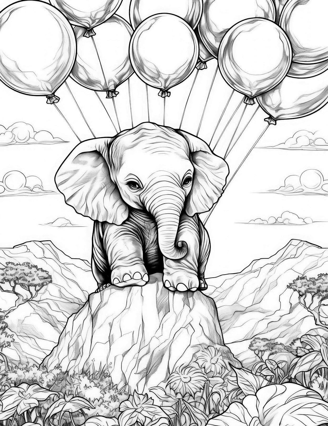 Majestic elephant coloring pages for adults and kids