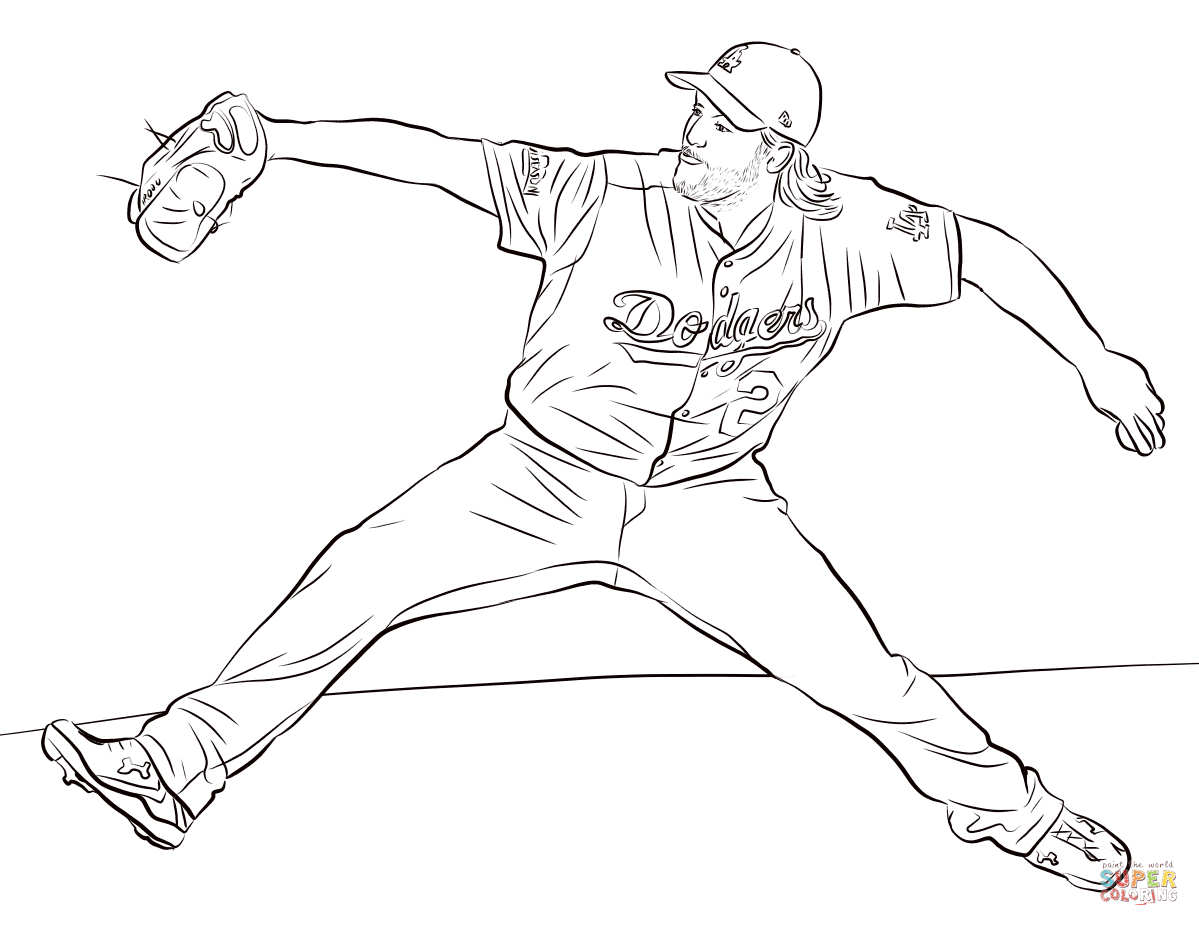 Clayton kershaw coloring page free printable coloring pages