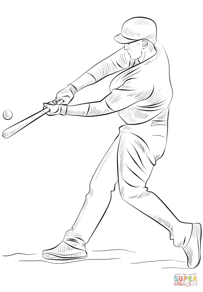 Baseball player coloring page free printable coloring pages