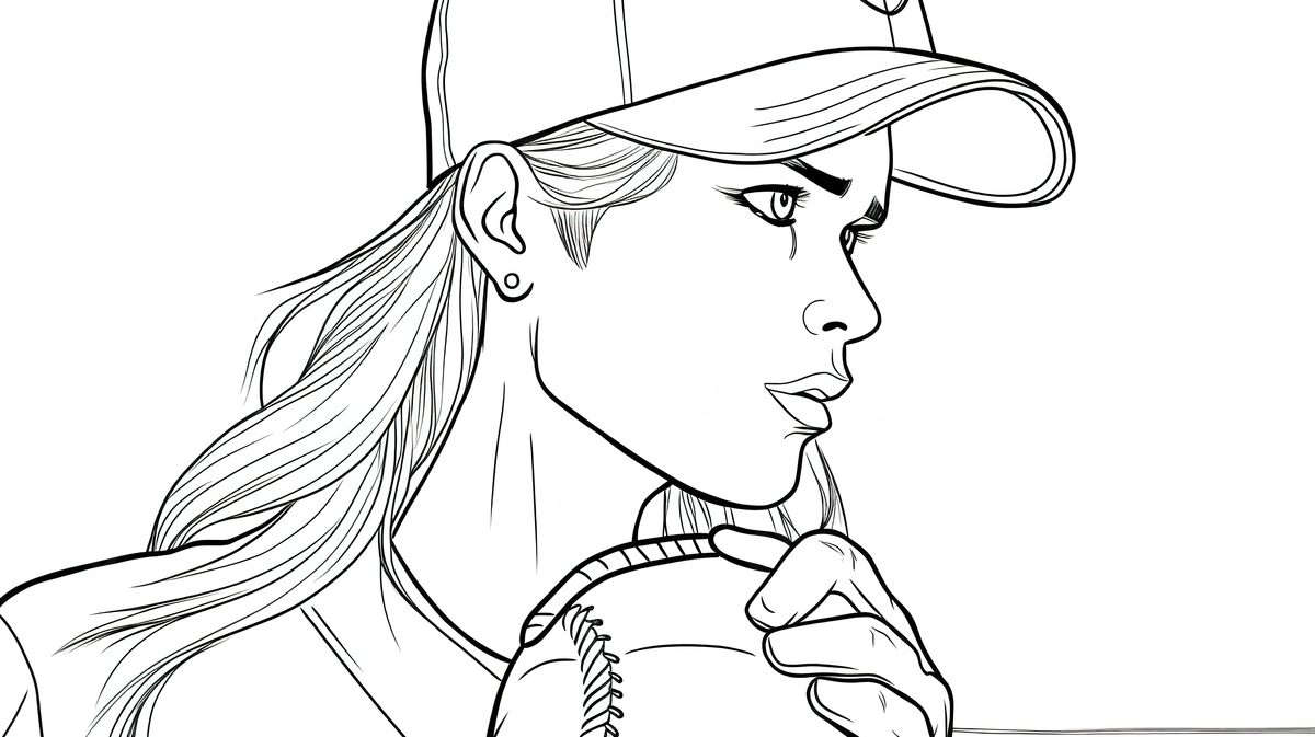 Woman in baseball cap coloring pages background softball coloring picture background image and wallpaper for free download