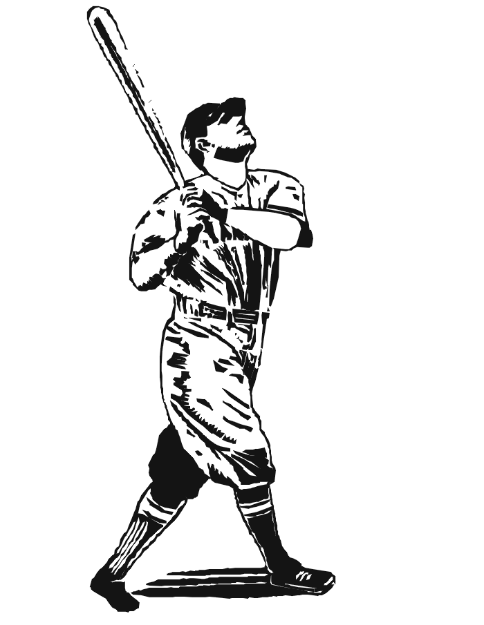 Realistic printable baseball batter coloring page