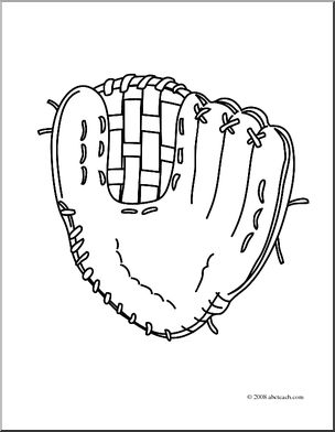 Clip art realistic baseball glove coloring page i