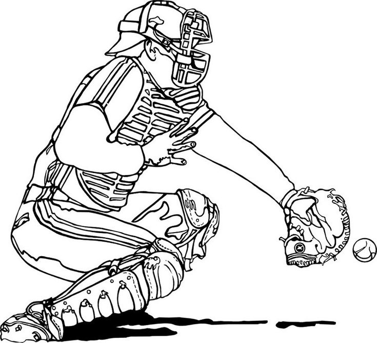 Realistic baseball coloring picture baseball coloring pages coloring pages baseball catcher