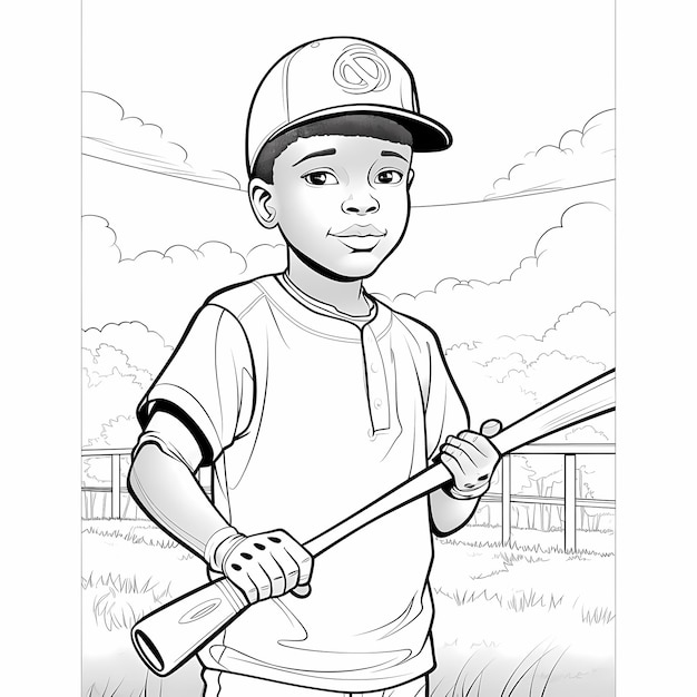 Premium ai image on the diamond realistic coloring page for kids with a baseball