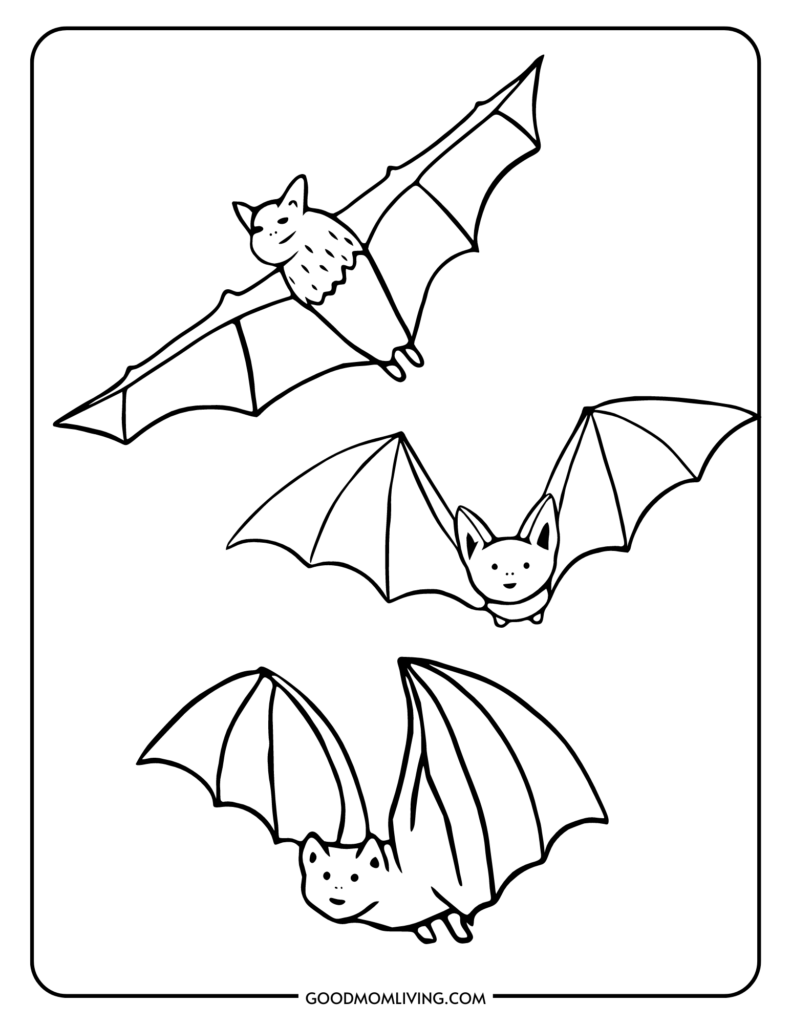 Bat coloring pages for kids free printable