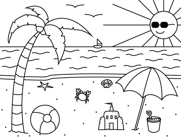 Coloring pages free printable summer beach coloring pages