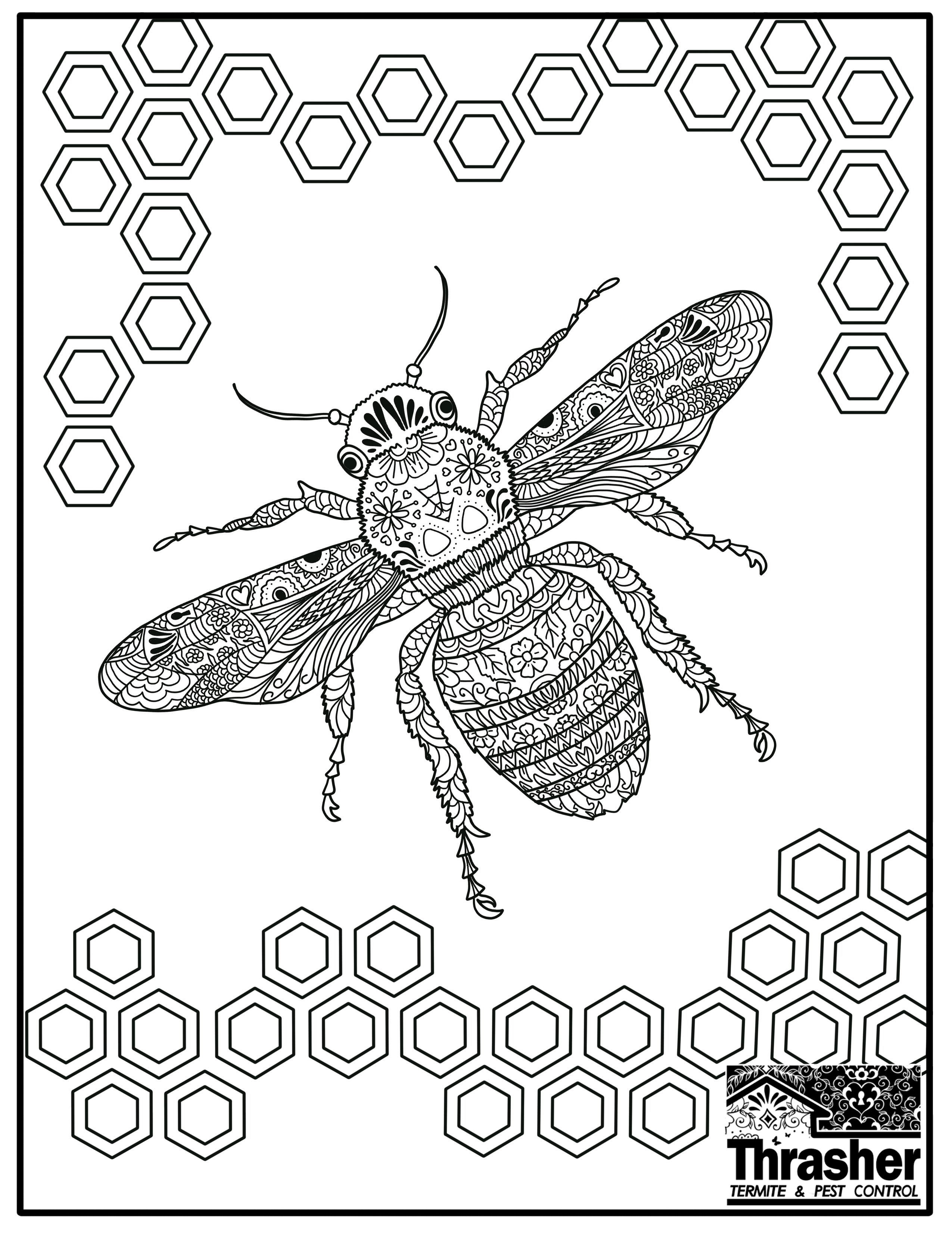 Bee coloring page thrasher termite pest control