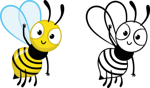 Bee coloring pages pictures stock illustrations royalty