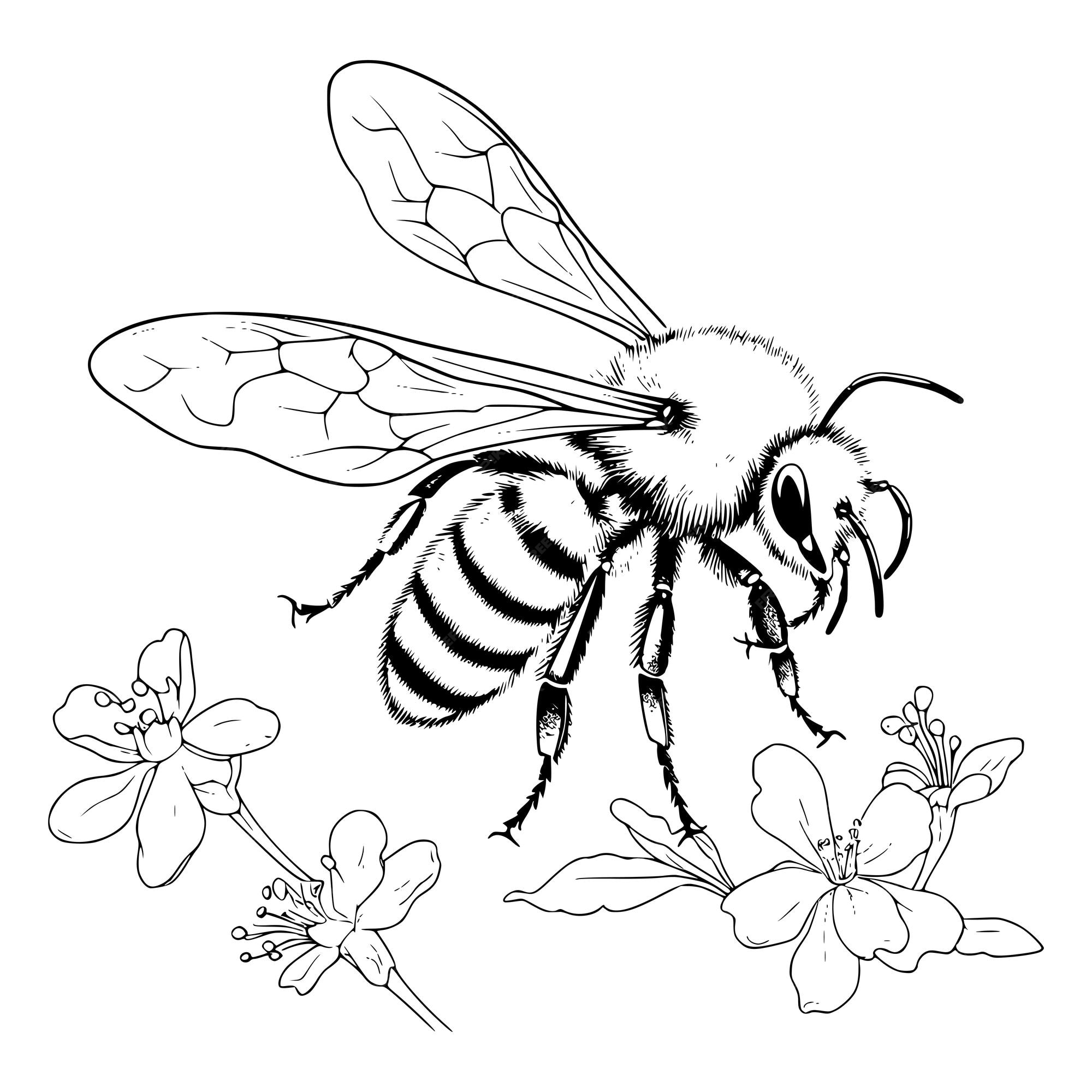 Premium vector bumblebee coloring page for kids