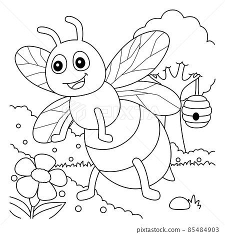 Bee coloring page for kids