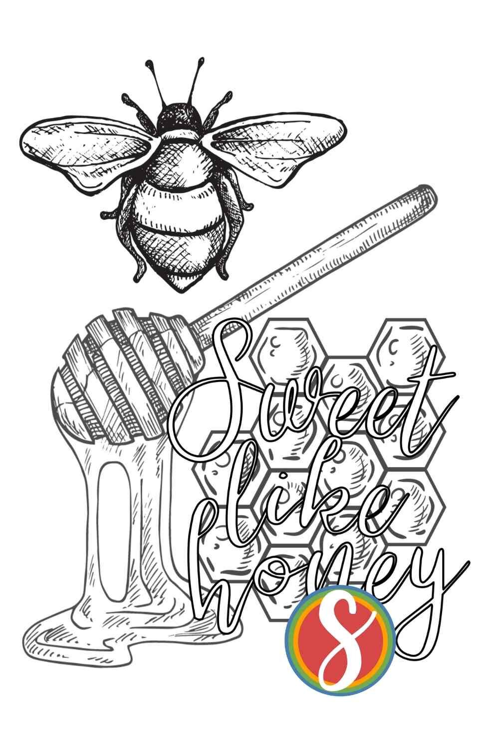 Free bee coloring pages â stevie doodles