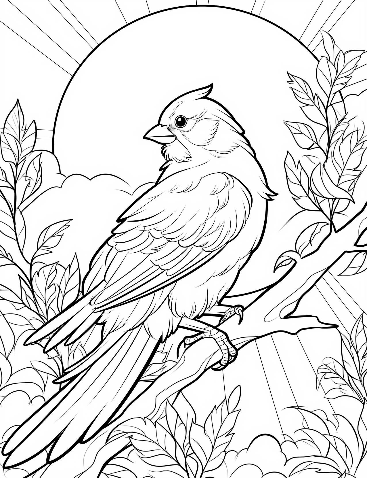 Bird coloring pages for kids and adults