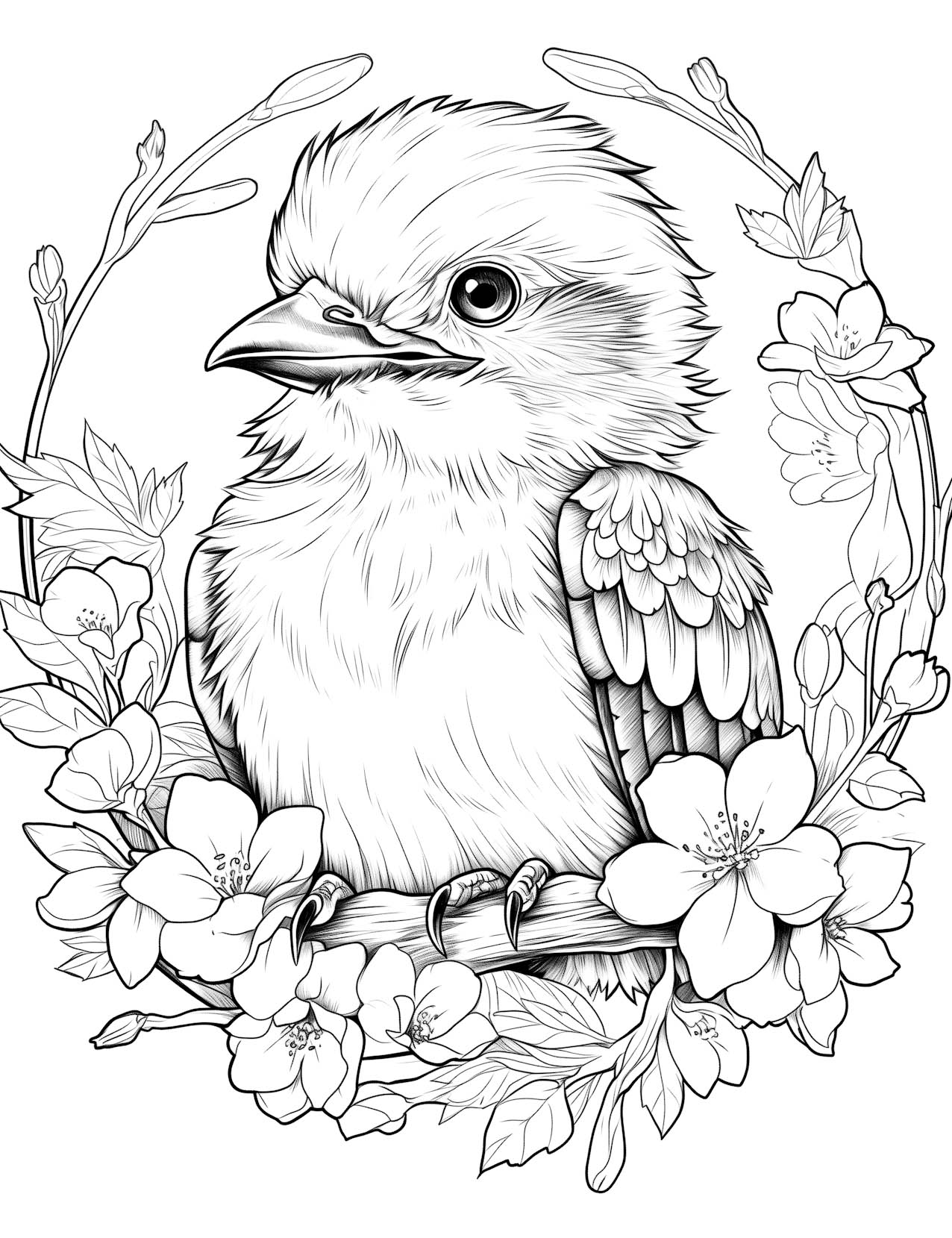 Bird coloring pages for kids and adults