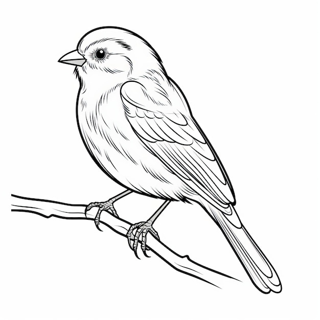 Premium ai image coloring pages realistic bird perched on branch