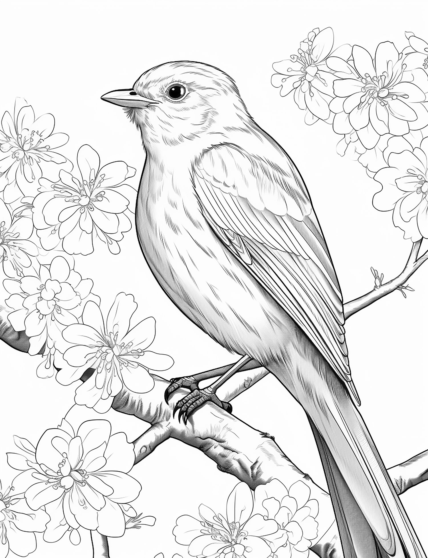 Realistic birds coloring pages