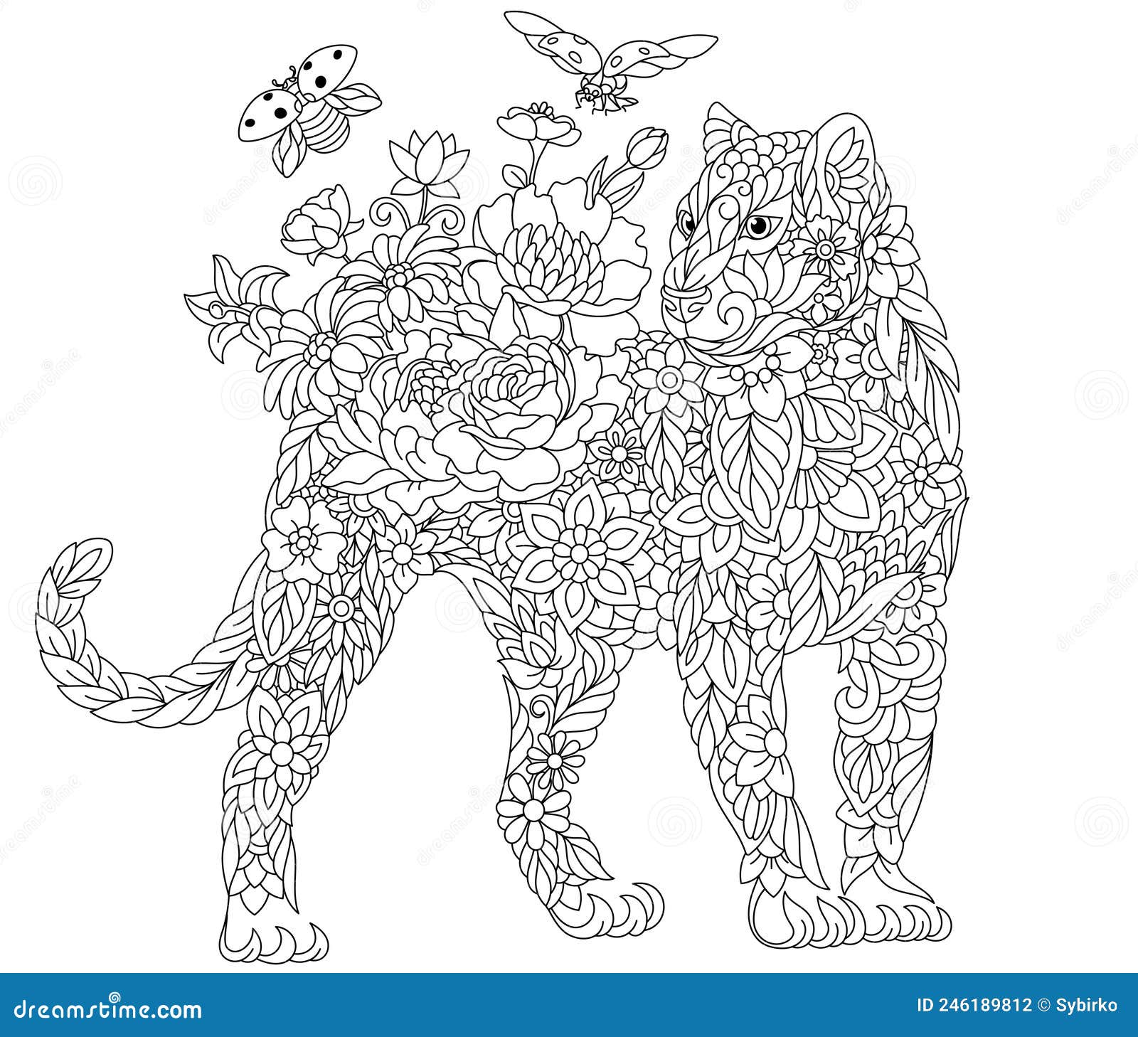 Panther coloring page stock vector illustration of jaguar