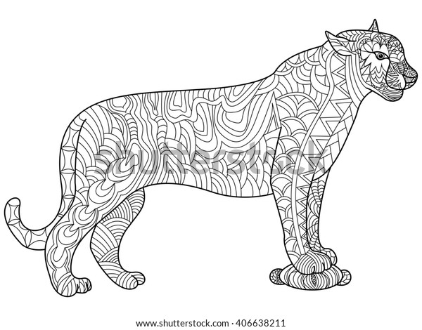 Panther coloring book adults raster illustration stock illustration