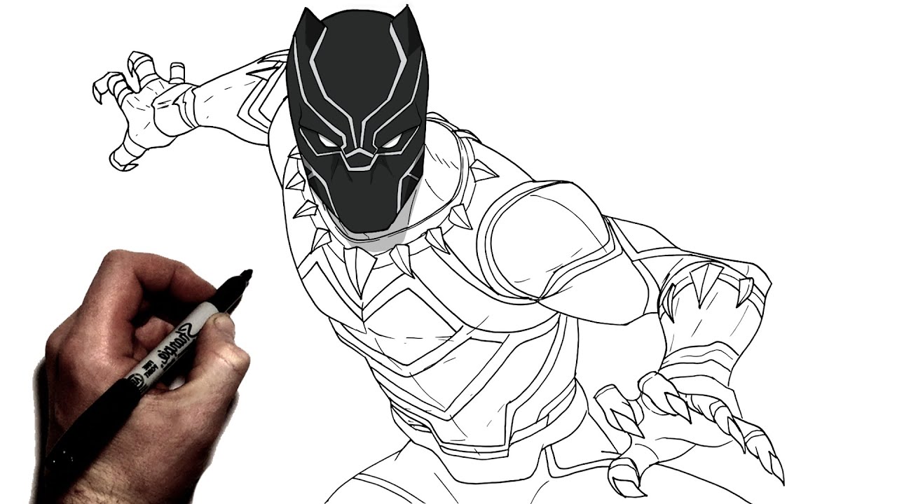 How to draw black panther step by step arvel avengers