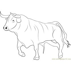 Bull ready for fighting coloring page for kids