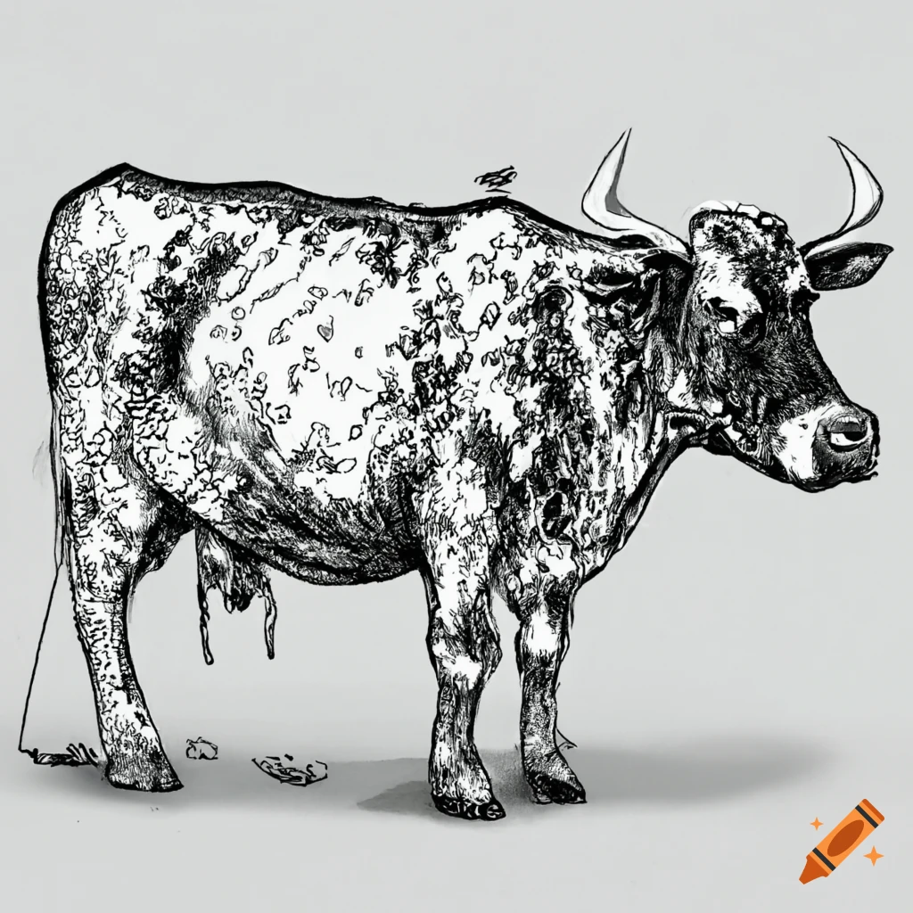 Simplistic cow coloring page outline on