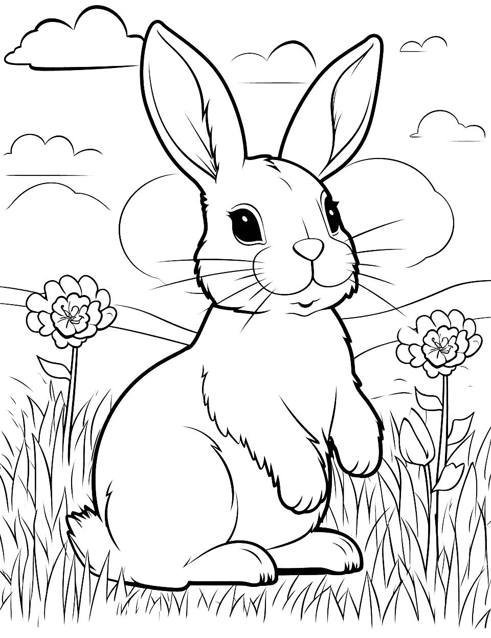 Rabbit bunny coloring pages free printables