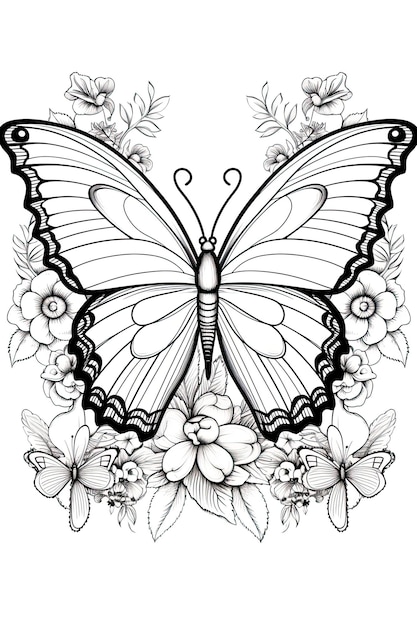 Page adult coloring book butterfly images