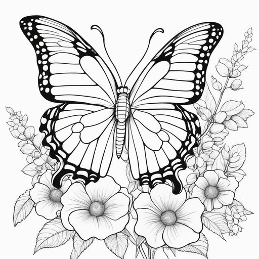 Coloring book page for adults beautiful butterfly