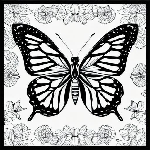 Black and white coloring page of butterflies