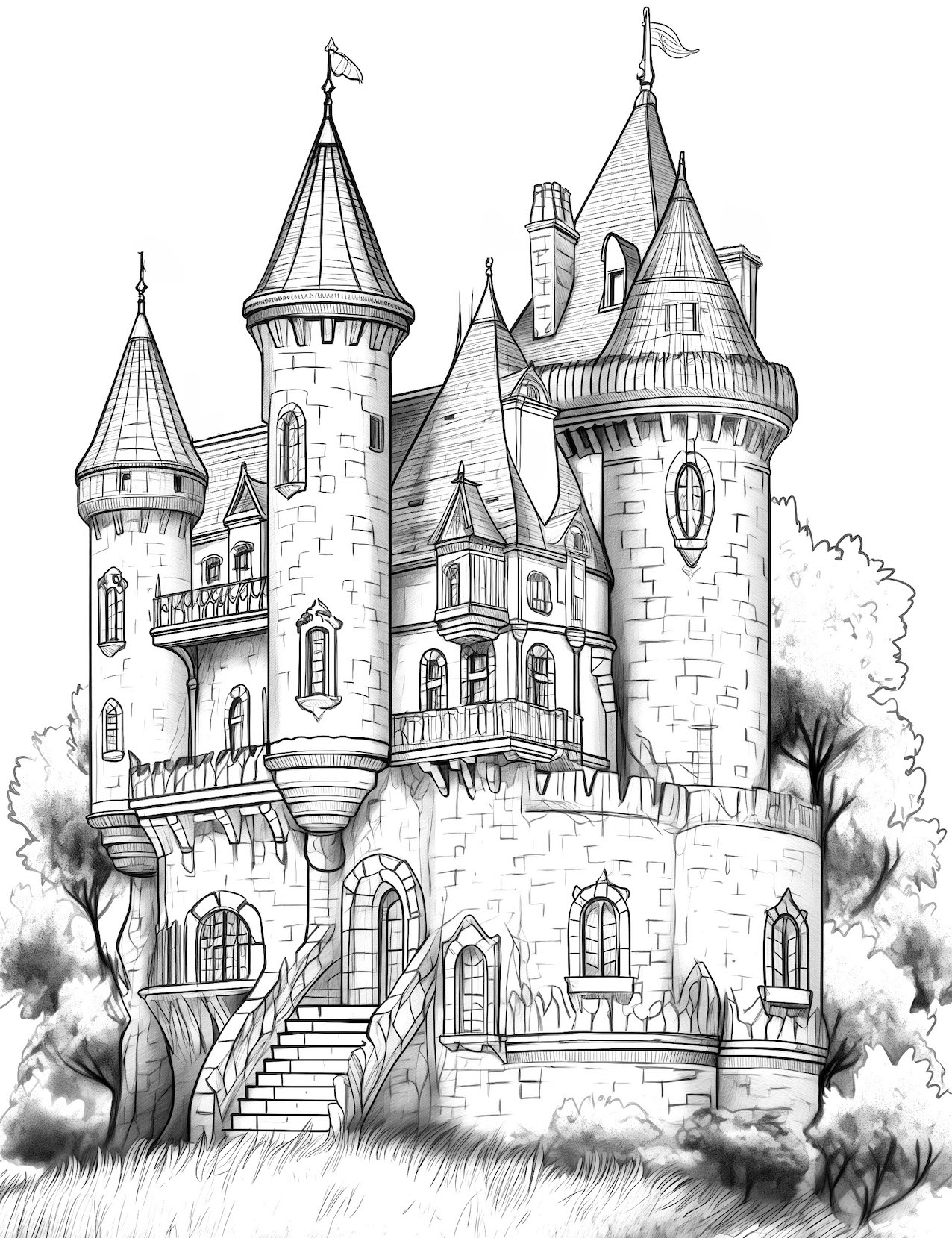 Fantastic castle coloring pages free printable