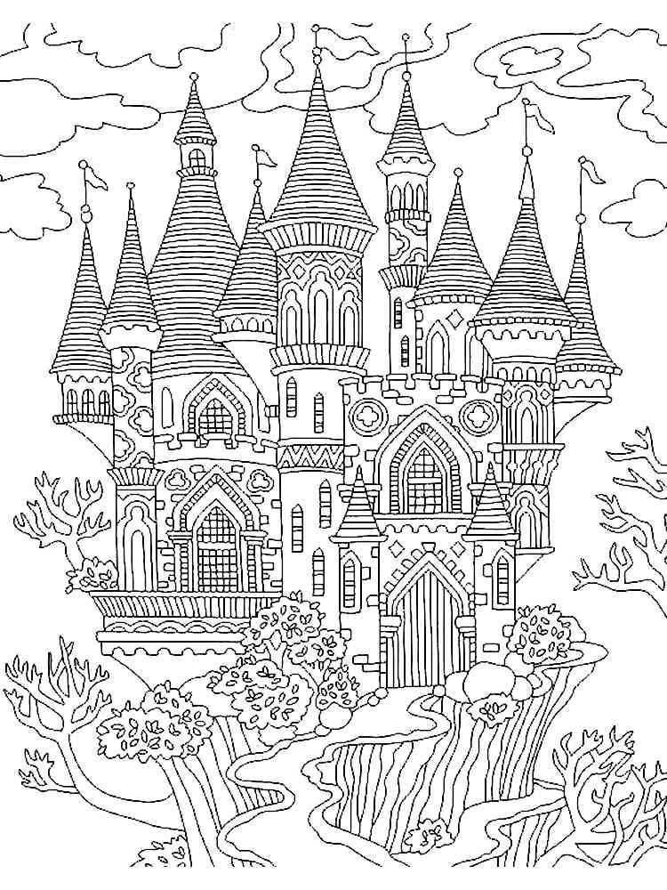 Castle coloring pages for adults