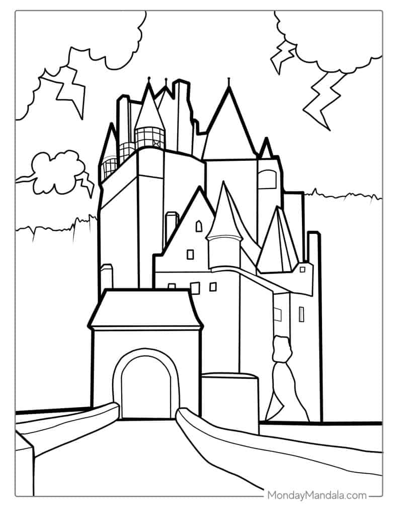 Castle coloring pages free pdf printables