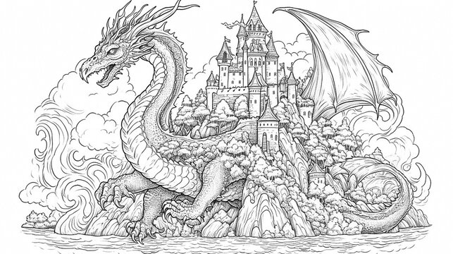 Dragon coloring book images â browse photos vectors and video