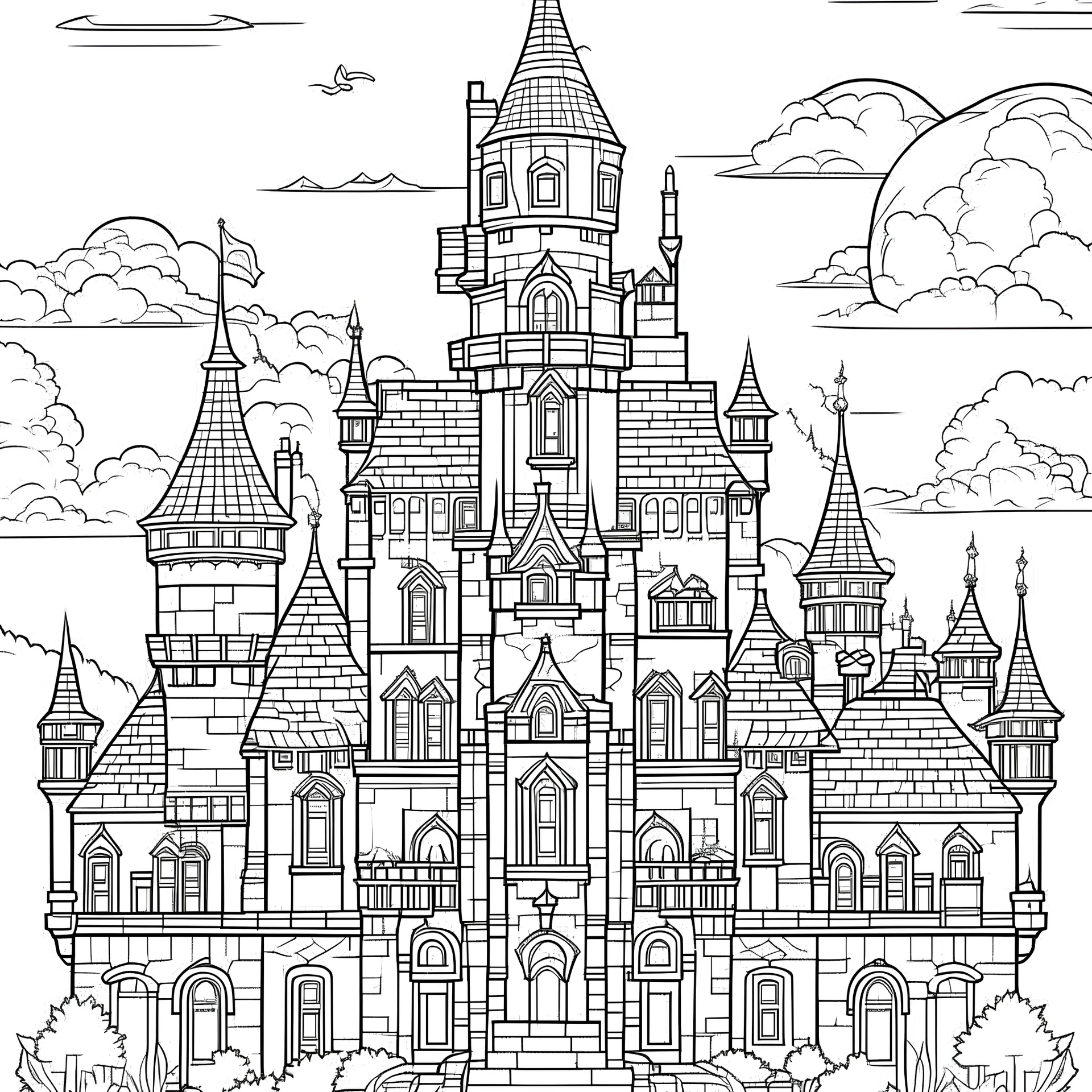 Outline art for square future castle coloring page gallery