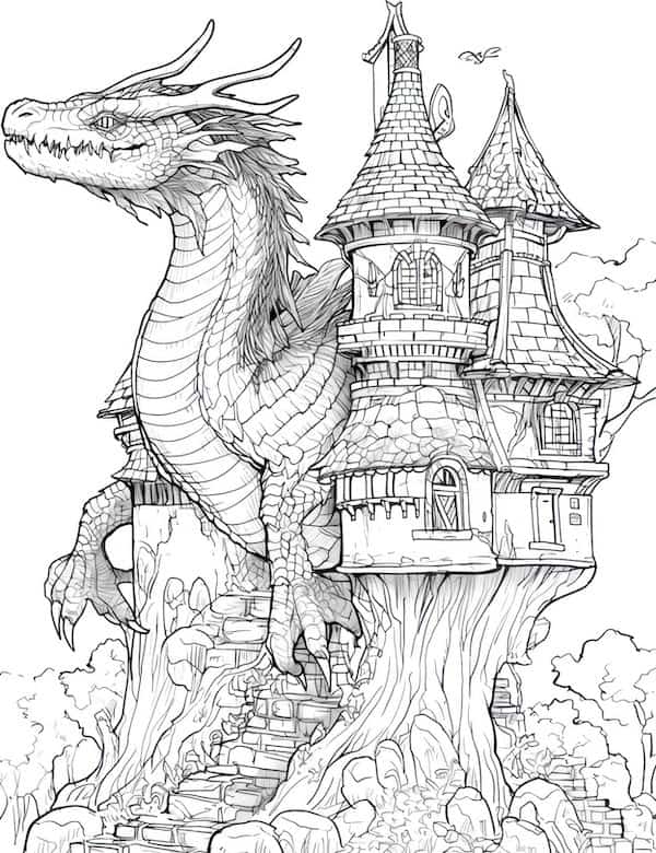 Majestic dragon coloring pages for kids and adults