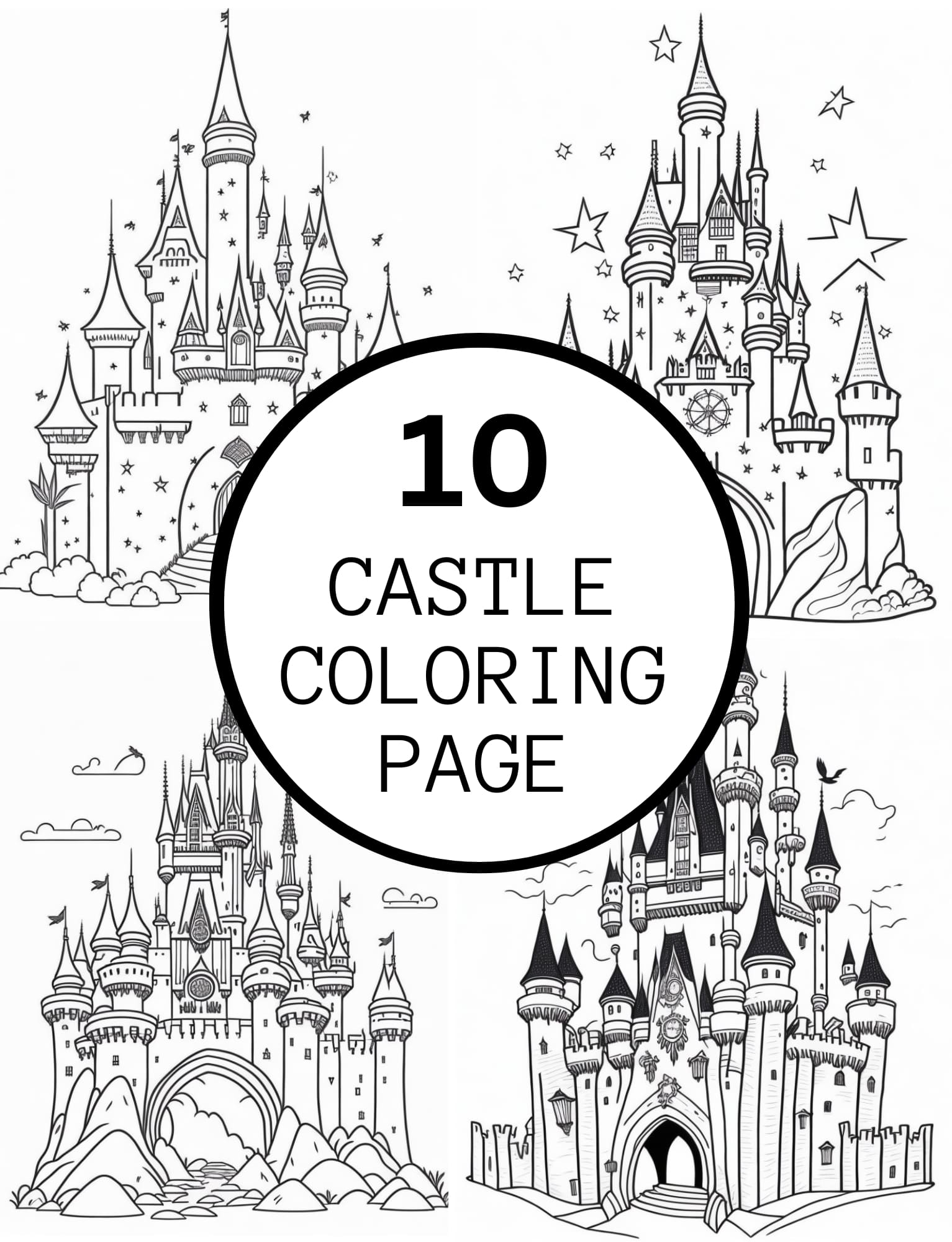 Realistic castle coloring pages for kids and adults made by teachers