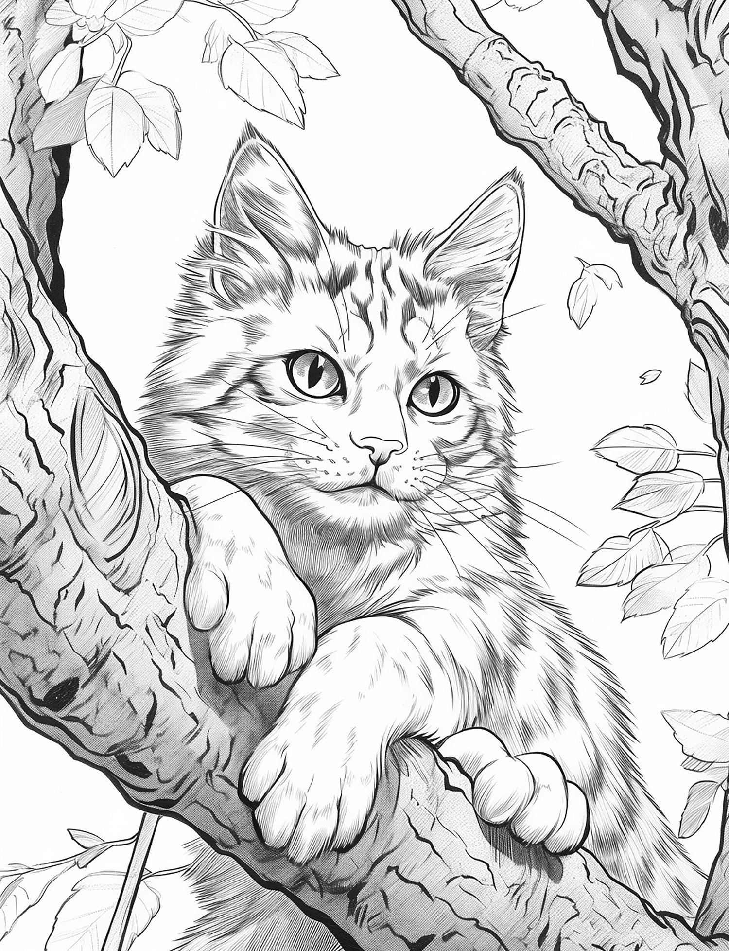 Realistic cat coloring pages